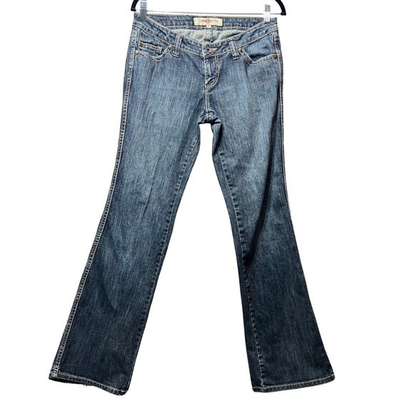 Creme Royale‎ Flare Leg Jeans Low Rise Denim Dark Wash Women's Size 9 - Picture 1 of 10